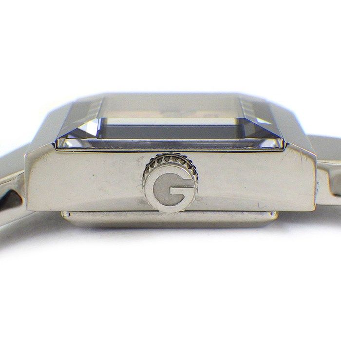 Gucci Watch Frame 128.5 Square GG Pattern Pink Shell Dial SS Quartz Pink Movement