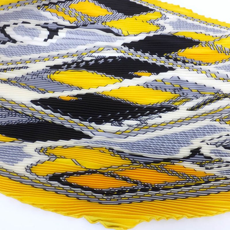 Hermes Carre Plisee Yellow Silk Pliss Scarf