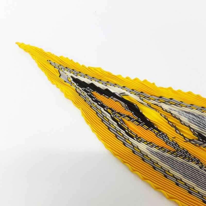 Hermes Carre Plisee Yellow Silk Pliss Scarf