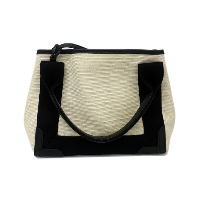 Balenciaga Navy Cabas XS Tote Canvas Leather Ivory Black