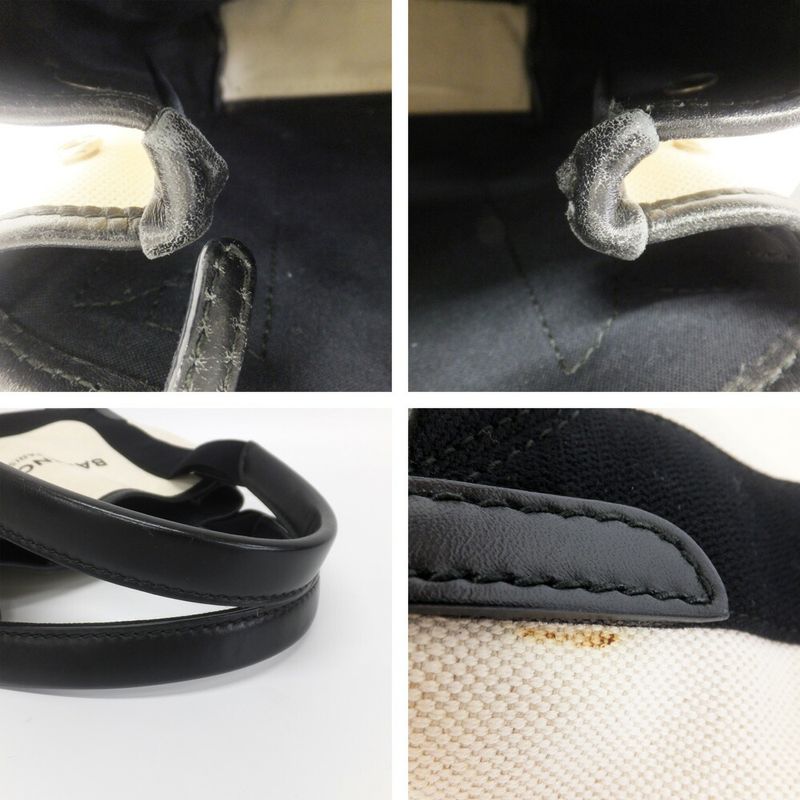 Balenciaga Navy Cabas XS Tote Canvas Leather Ivory Black