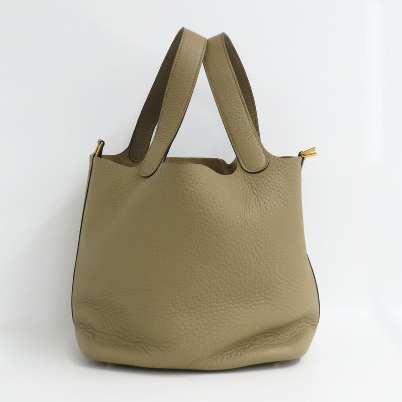 Hermes Picotin Lock MM 22 Beige Marfa Taurillon Clemence Gold Handbag