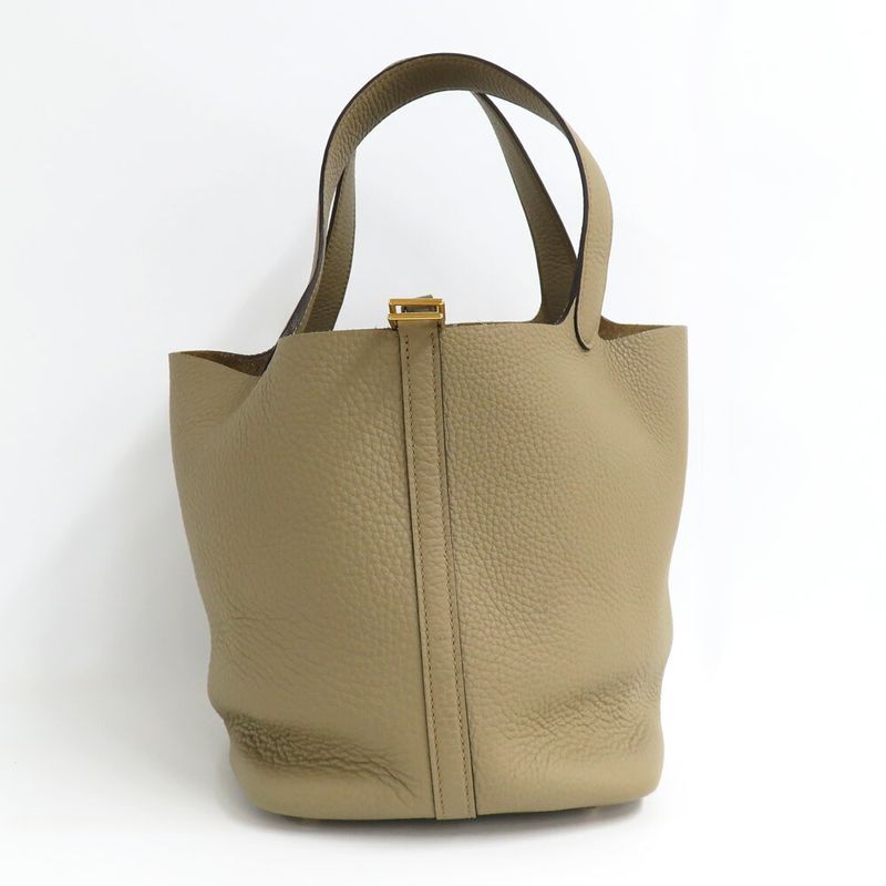 Hermes Picotin Lock MM 22 Beige Marfa Taurillon Clemence Gold Handbag