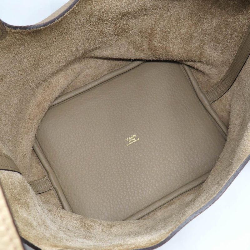 Hermes Picotin Lock MM 22 Beige Marfa Taurillon Clemence Gold Handbag