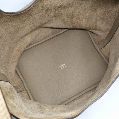 Hermes Picotin Lock MM 22 Beige Marfa Taurillon Clemence Gold Handbag