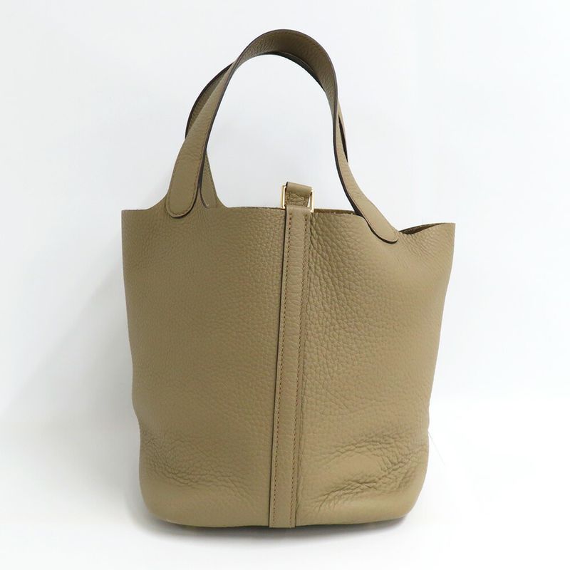 Hermes Picotin Lock MM 22 Beige Marfa Taurillon Clemence Gold Handbag