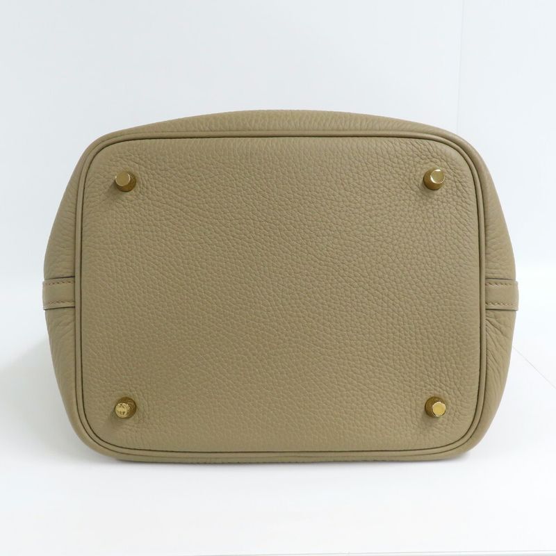 Hermes Picotin Lock MM 22 Beige Marfa Taurillon Clemence Gold Handbag