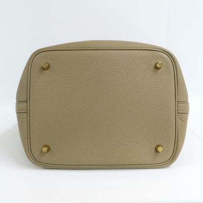 Hermes Picotin Lock MM 22 Beige Marfa Taurillon Clemence Gold Handbag