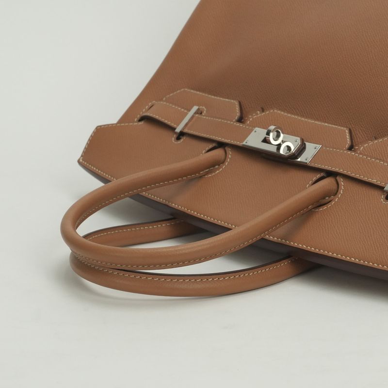 Hermes Birkin 35 Tote Epsom Natural Brown Silver