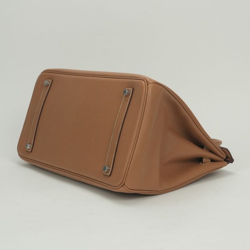 Hermes Birkin 35 Tote Epsom Natural Brown Silver