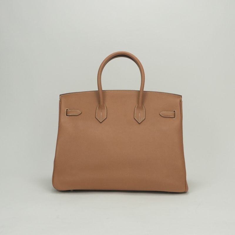 Hermes Birkin 35 Tote Epsom Natural Brown Silver