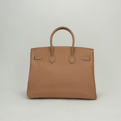 Hermes Birkin 35 Tote Epsom Natural Brown Silver