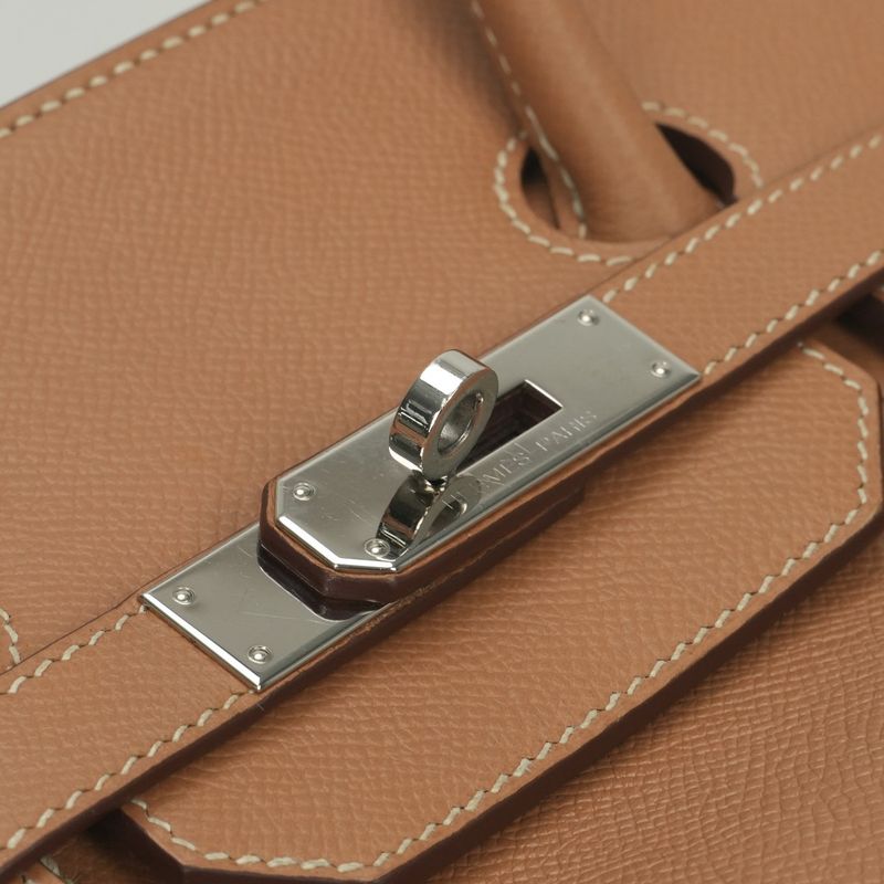 Hermes Birkin 35 Tote Epsom Natural Brown Silver