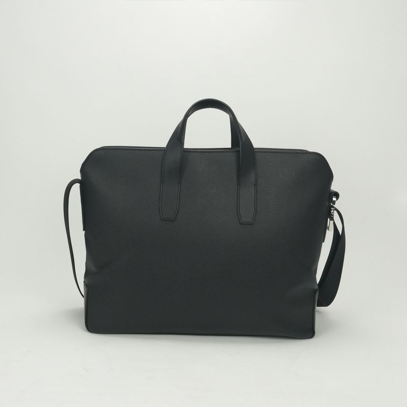 Hermes Porto Document City News Tote Shoulder Bag Epsom Noir Black