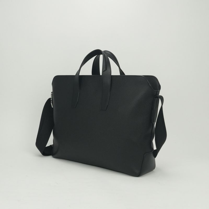 Hermes Porto Document City News Tote Shoulder Bag Epsom Noir Black