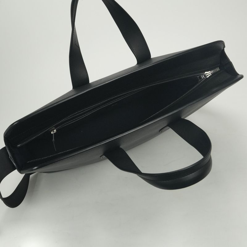 Hermes Porto Document City News Tote Shoulder Bag Epsom Noir Black