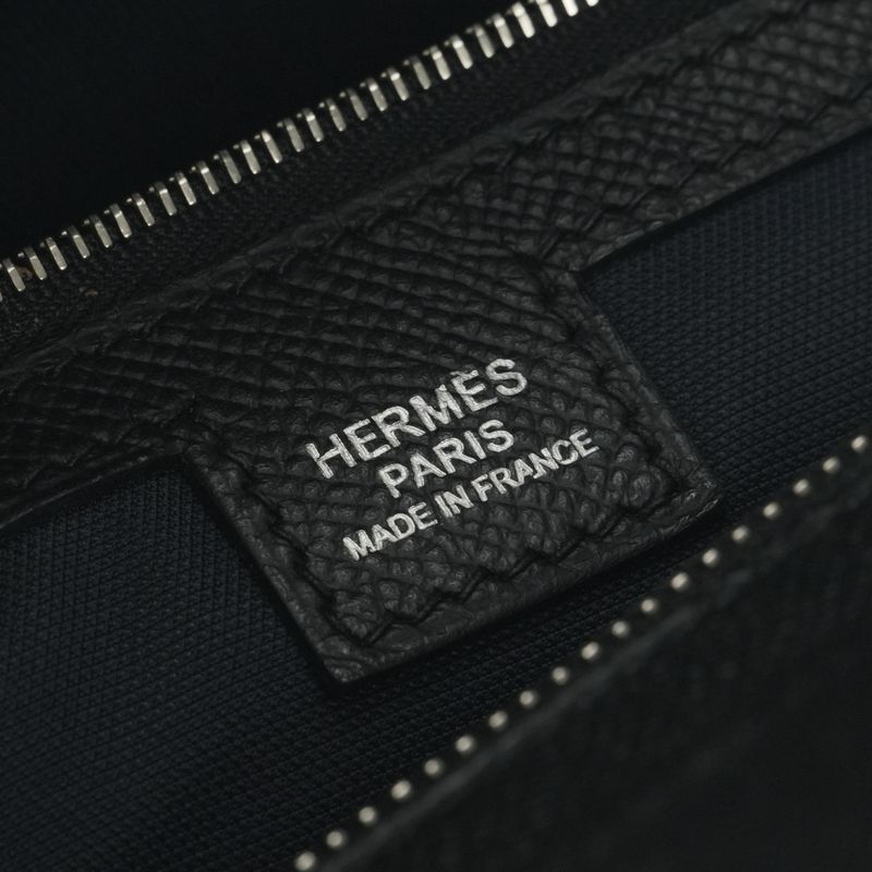 Hermes Porto Document City News Tote Shoulder Bag Epsom Noir Black