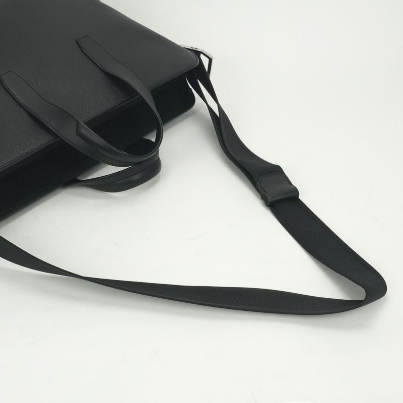 Hermes Porto Document City News Tote Shoulder Bag Epsom Noir Black