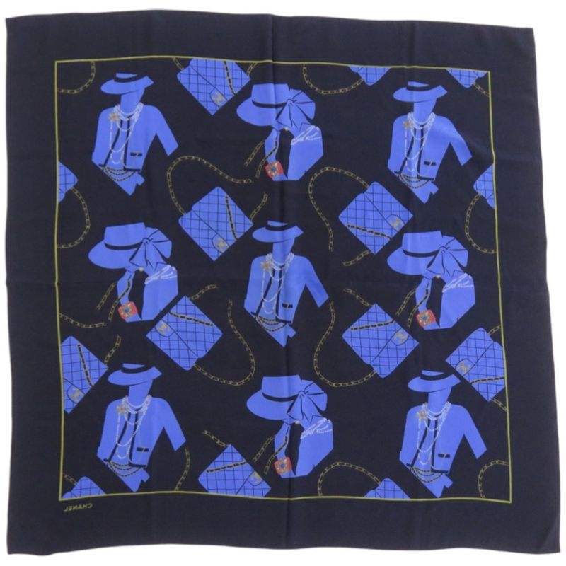 Chanel Mademoiselle Silk Black Scarf