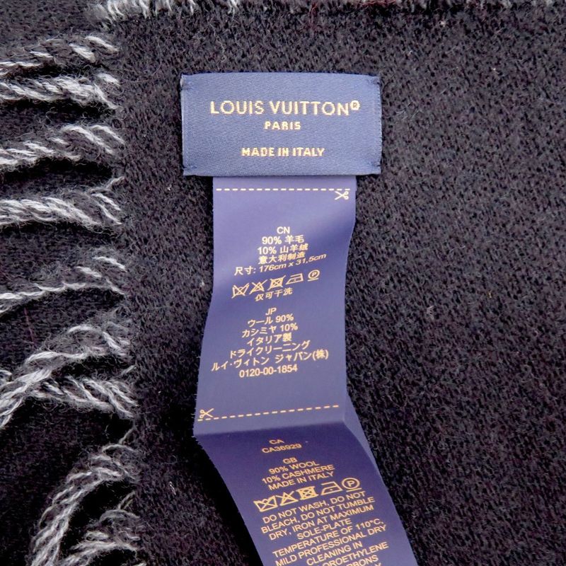 Louis Vuitton Graphic Dual Scarf Wool Cashmere Noir Black Gray
