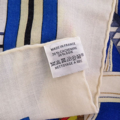 Hermes Carre 140 Geant Volt Epi Louette Cashmere Silk White Scarf