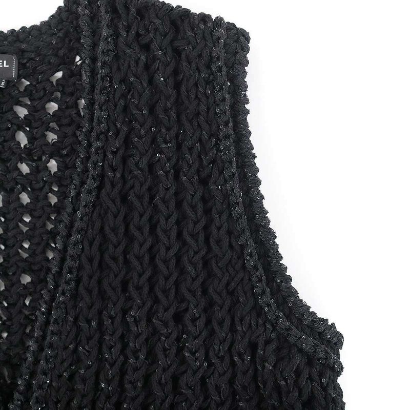 Chanel Sequin Knit Vest Black 34