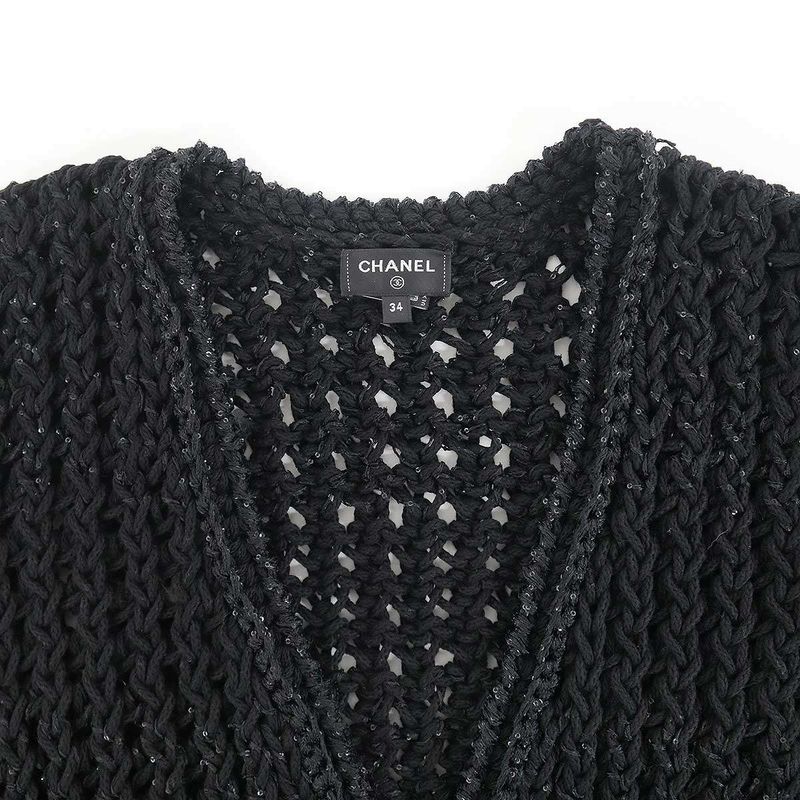 Chanel Sequin Knit Vest Black 34