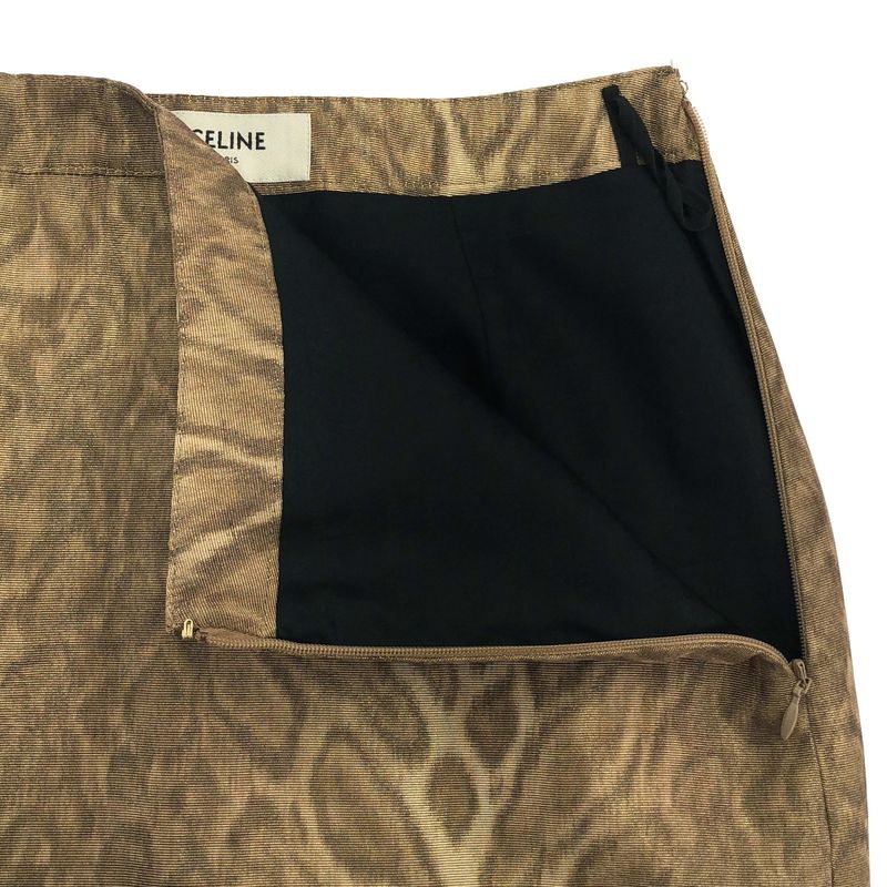Celine Leopard Pencil Skirt Gold 34