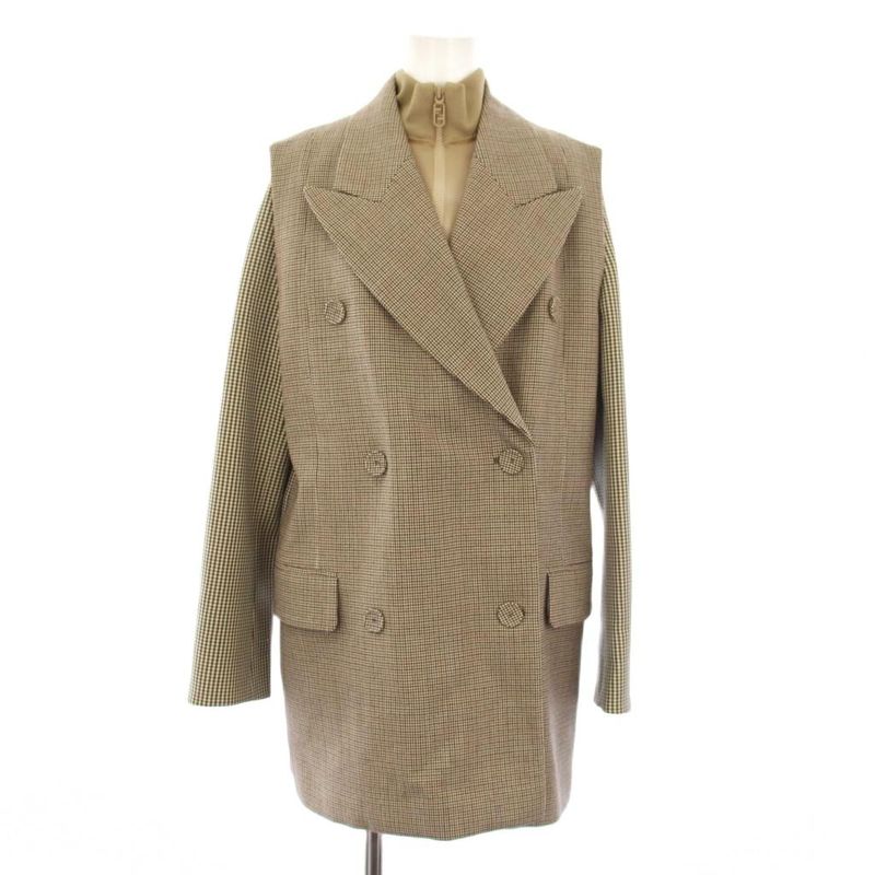 Fendi Multilayer Jacket Ensemble Check 42 Beige Aksm