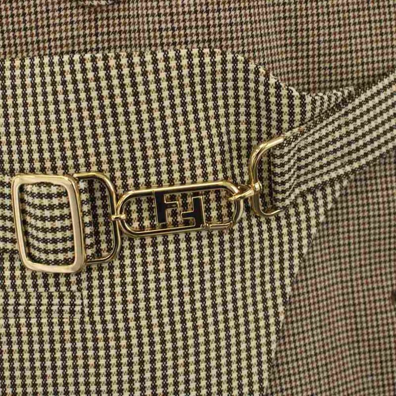 Fendi Multilayer Jacket Ensemble Check 42 Beige Aksm