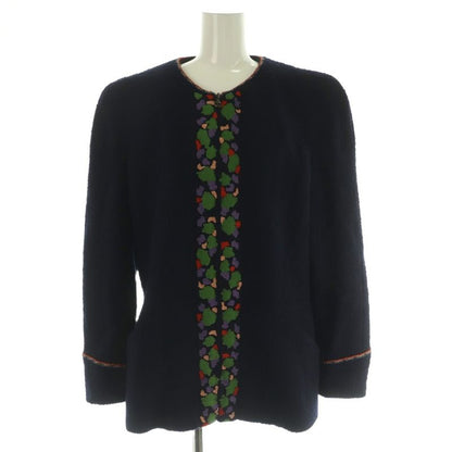 Chanel Set Top and Bottom CC Logo Coco Button Tweed Jacket Navy Blue