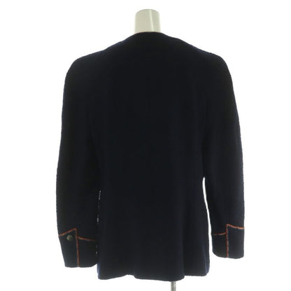 Chanel Set Top and Bottom CC Logo Coco Button Tweed Jacket Navy Blue
