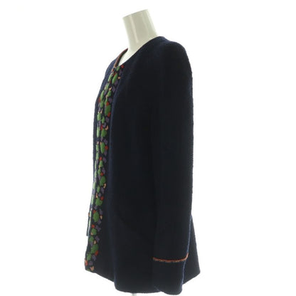 Chanel Set Top and Bottom CC Logo Coco Button Tweed Jacket Navy Blue