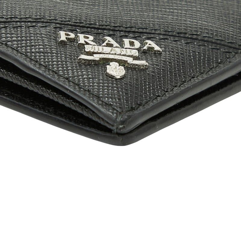 Prada Triangle Bifold Wallet Black Nero Saffiano Leather