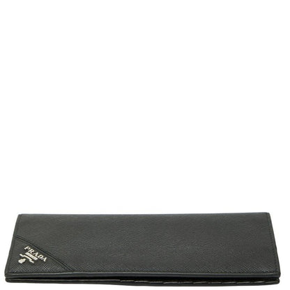 Prada Triangle Bifold Wallet Black Nero Saffiano Leather