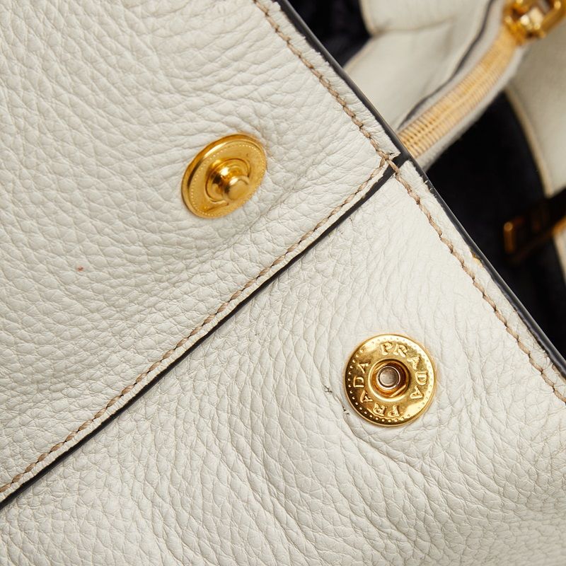 Prada Shoulder Bag 2-Way White Leather