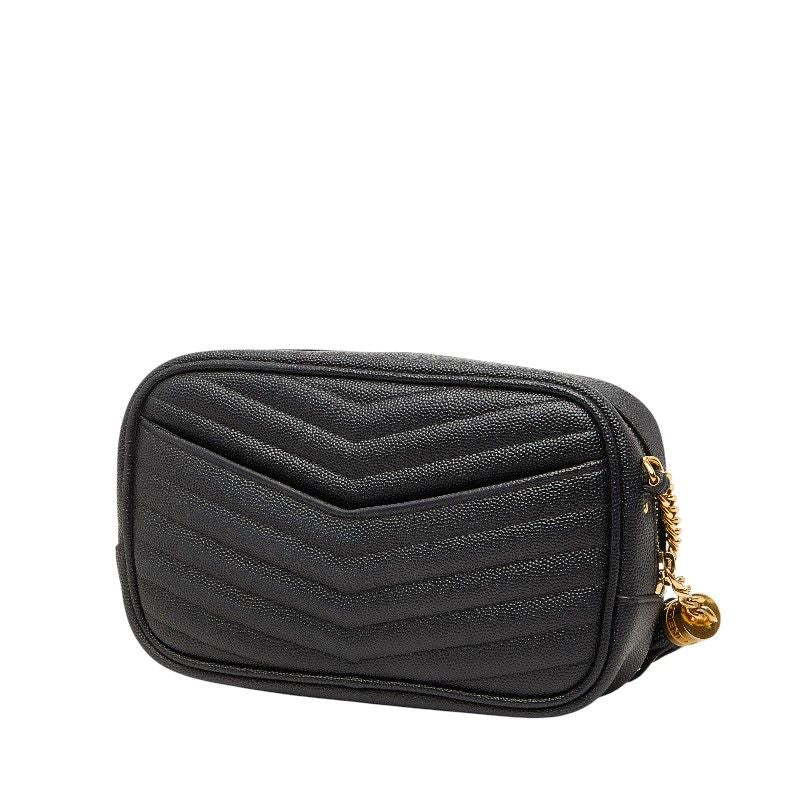 Saint Laurent YSL Logo Tassel Chain Shoulder Bag Black Leather