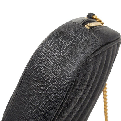 Saint Laurent YSL Logo Tassel Chain Shoulder Bag Black Leather