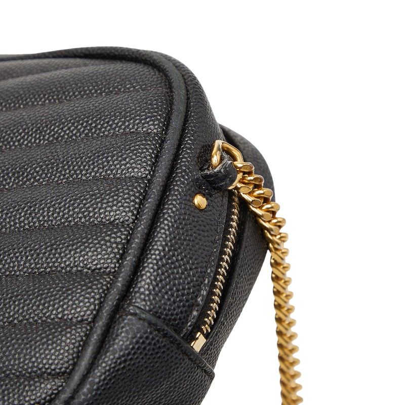 Saint Laurent YSL Logo Tassel Chain Shoulder Bag Black Leather