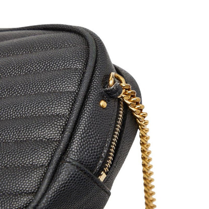 Saint Laurent YSL Logo Tassel Chain Shoulder Bag Black Leather