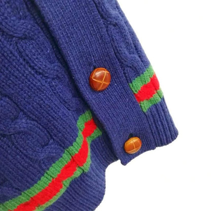 Gucci Cashmere Wool Cable Knit Cardigan Sherry