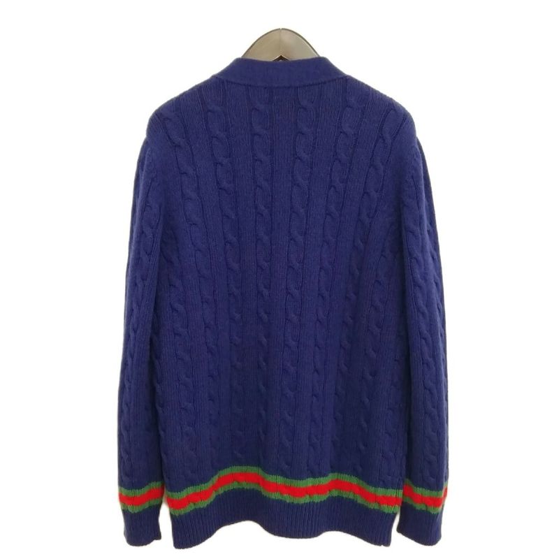 Gucci Cashmere Wool Cable Knit Cardigan Sherry
