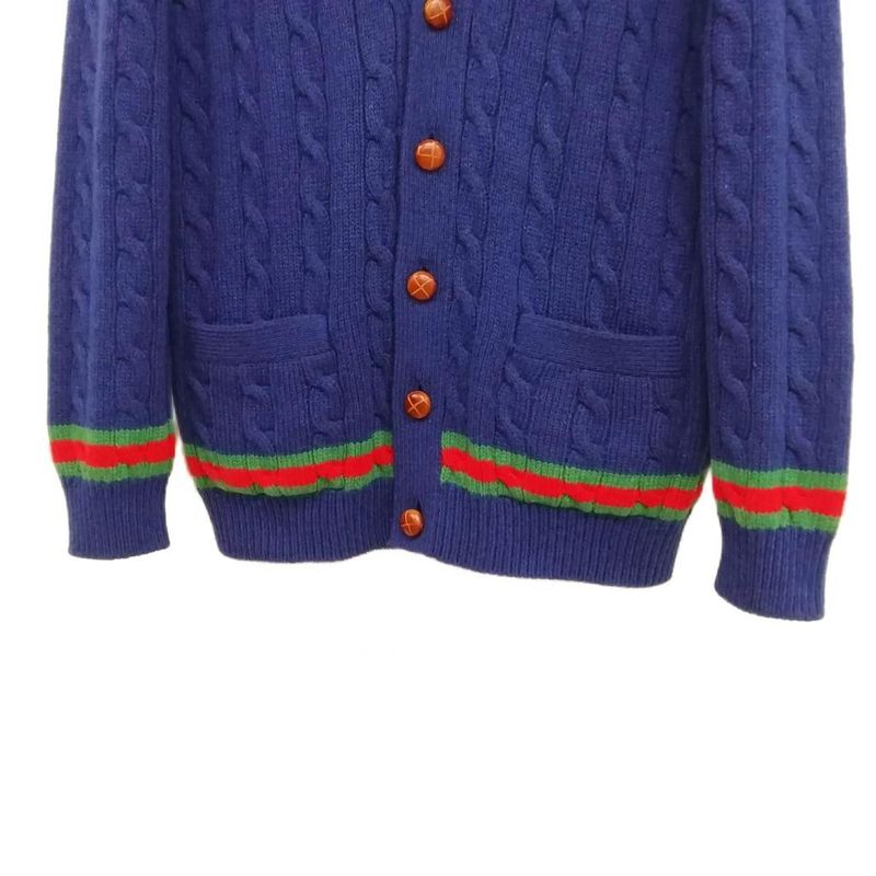 Gucci Cashmere Wool Cable Knit Cardigan Sherry