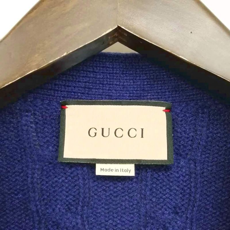 Gucci Cashmere Wool Cable Knit Cardigan Sherry