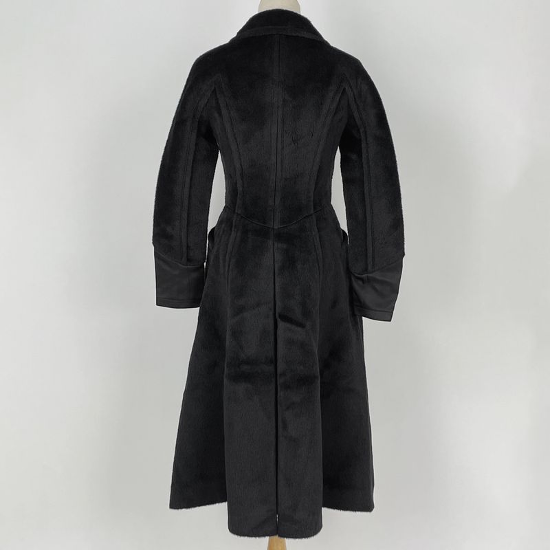 Louis Vuitton Logo Button Long Coat Wool Llama Black
