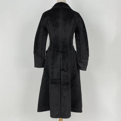Louis Vuitton Logo Button Long Coat Wool Llama Black