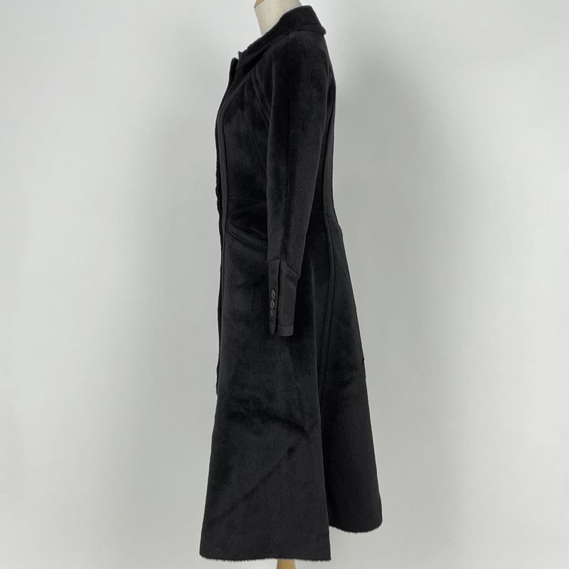 Louis Vuitton Logo Button Long Coat Wool Llama Black