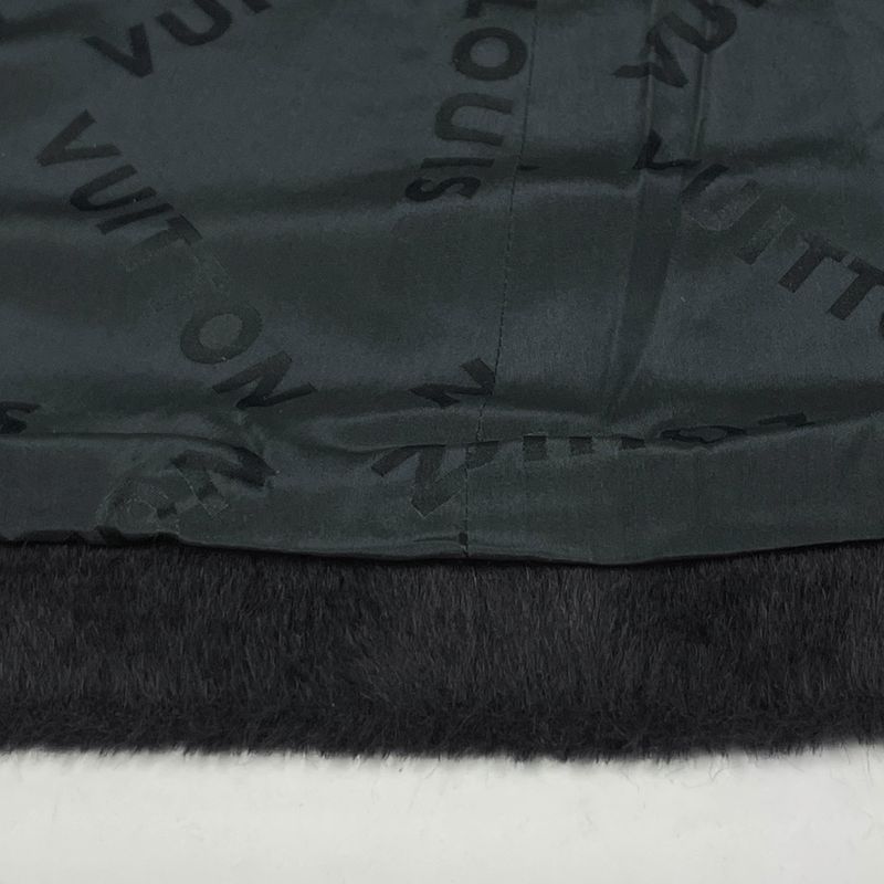 Louis Vuitton Logo Button Long Coat Wool Llama Black