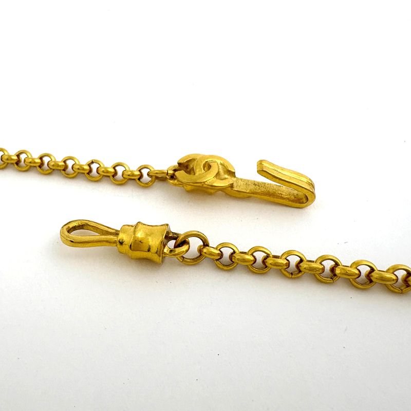 Chanel CC Logo Chain Necklace CC Mark Long Gold Plated