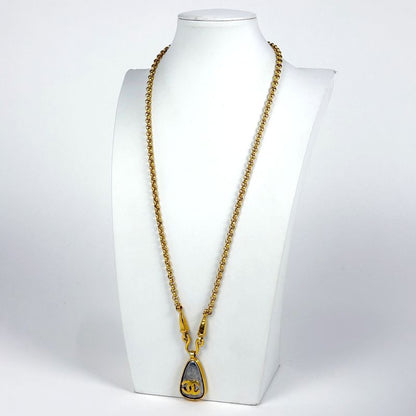 Chanel CC Logo Chain Necklace CC Mark Long Gold Plated
